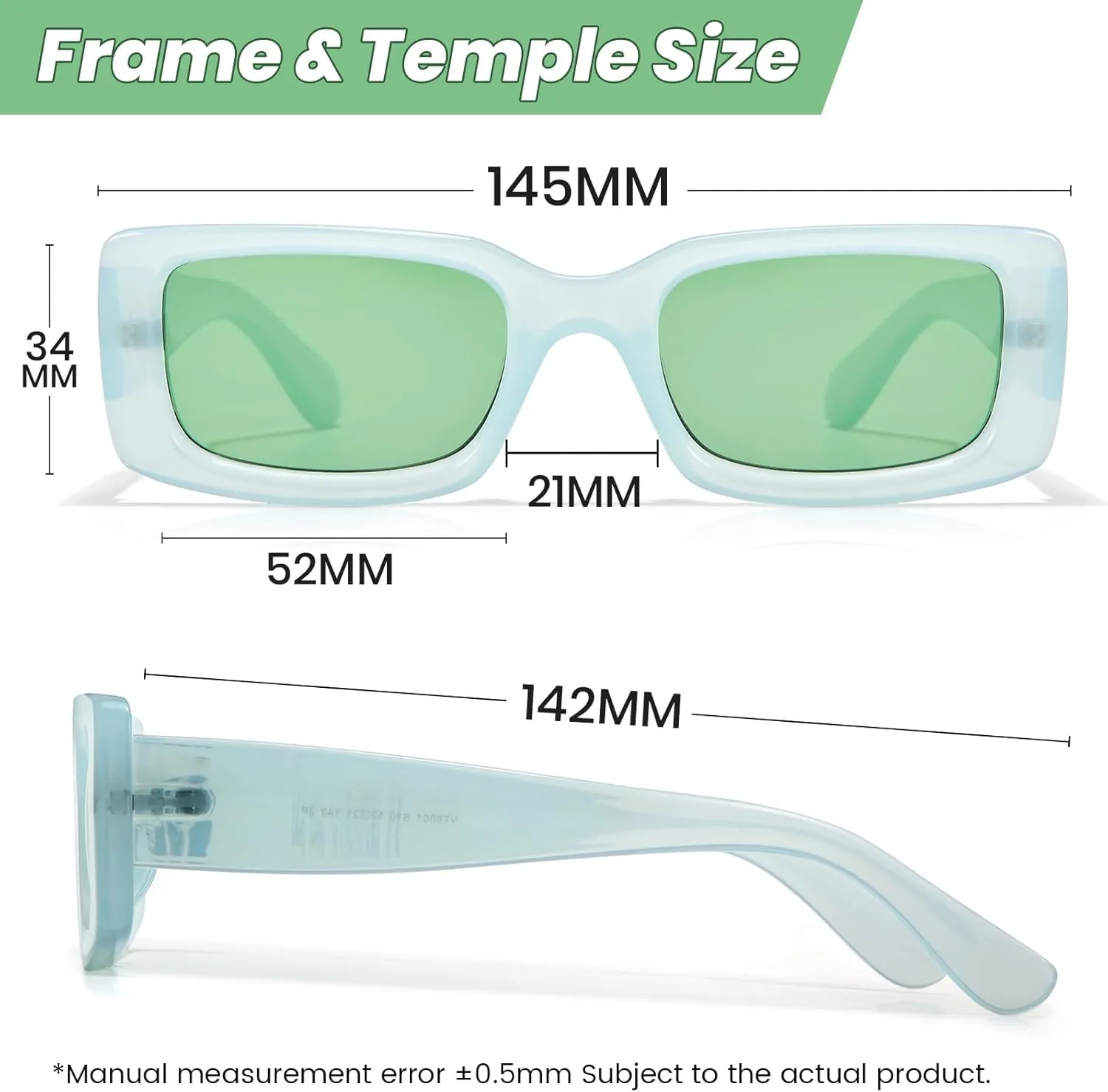 Veda Tinda Vision Rectangle Sunglasses Men Tinted Polarized Big Square Retro 90s Vintage y2k Glasses for Women UV Protection
