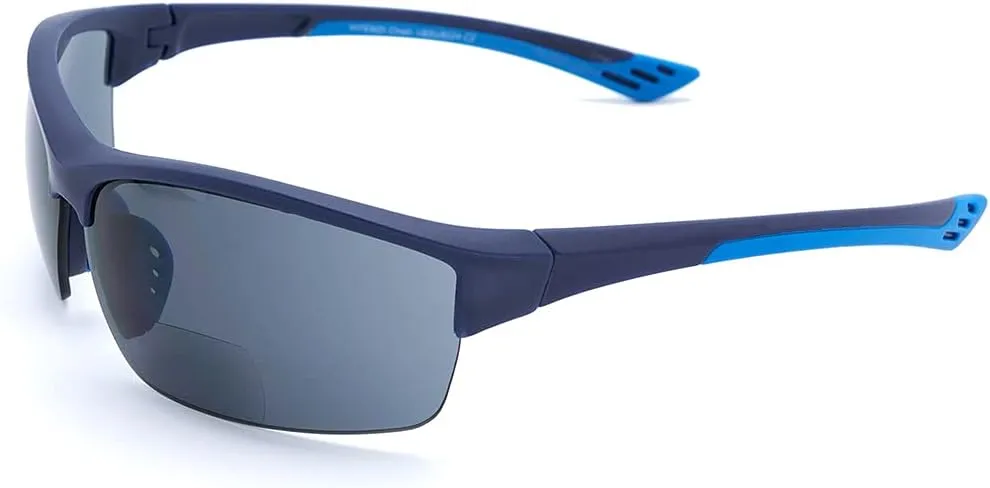 VITENZI Bifocal Sunglasses Semi Rimless TR90 Sports Wraparound Reading Sun Tinted Glasses with Readers - Chieti