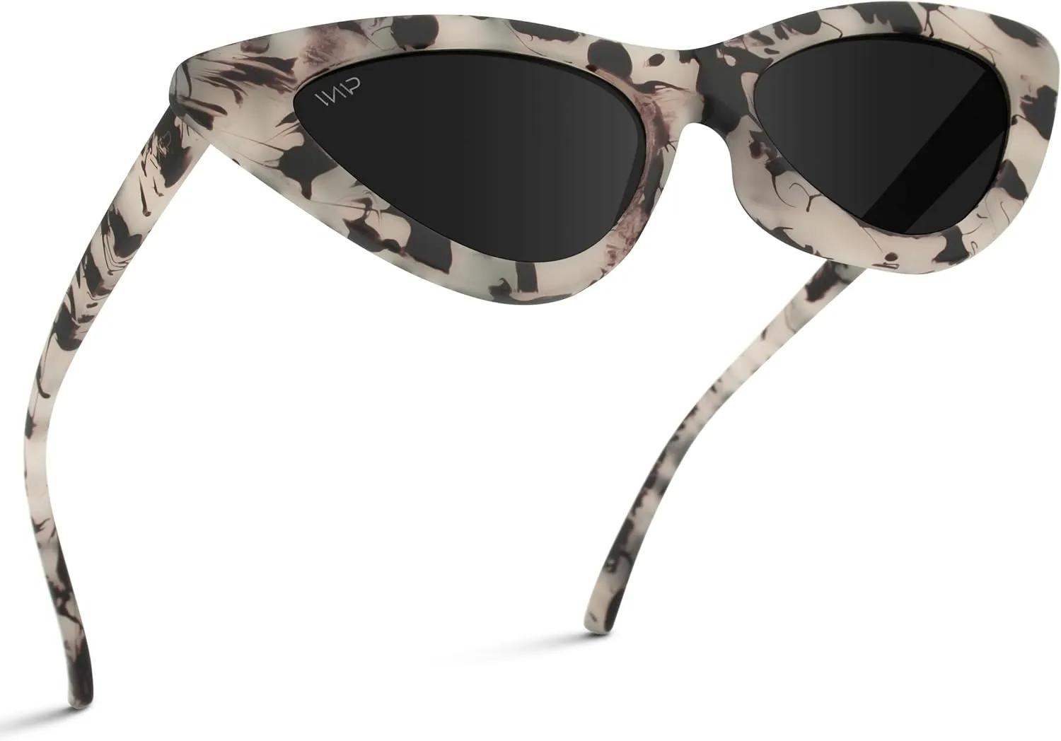 WearMe Pro - Retro Vintage Tinted Lens Cat Eye Sunglasses (Cream Tortoise Frame/Black Lens, 51)