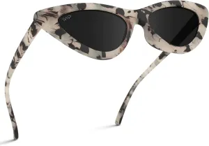 WearMe Pro - Retro Vintage Tinted Lens Cat Eye Sunglasses (Cream Tortoise Frame/Black Lens, 51)