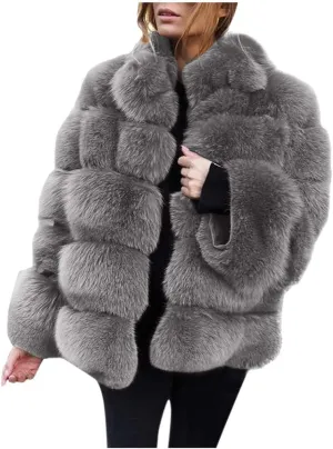 Winter Coats for Women 2024 Trendy Fleece Jacket Faux Fuzzy Warm Outwear Plus Size Soft Cozy Long Sleeve Padded Coat