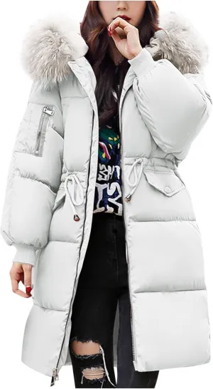 Winter Coats for Women 2024 Warm Parka Jackets Coat Long Quilted Puffer Jacket Waterproof Thick Jacket with Fur Hood