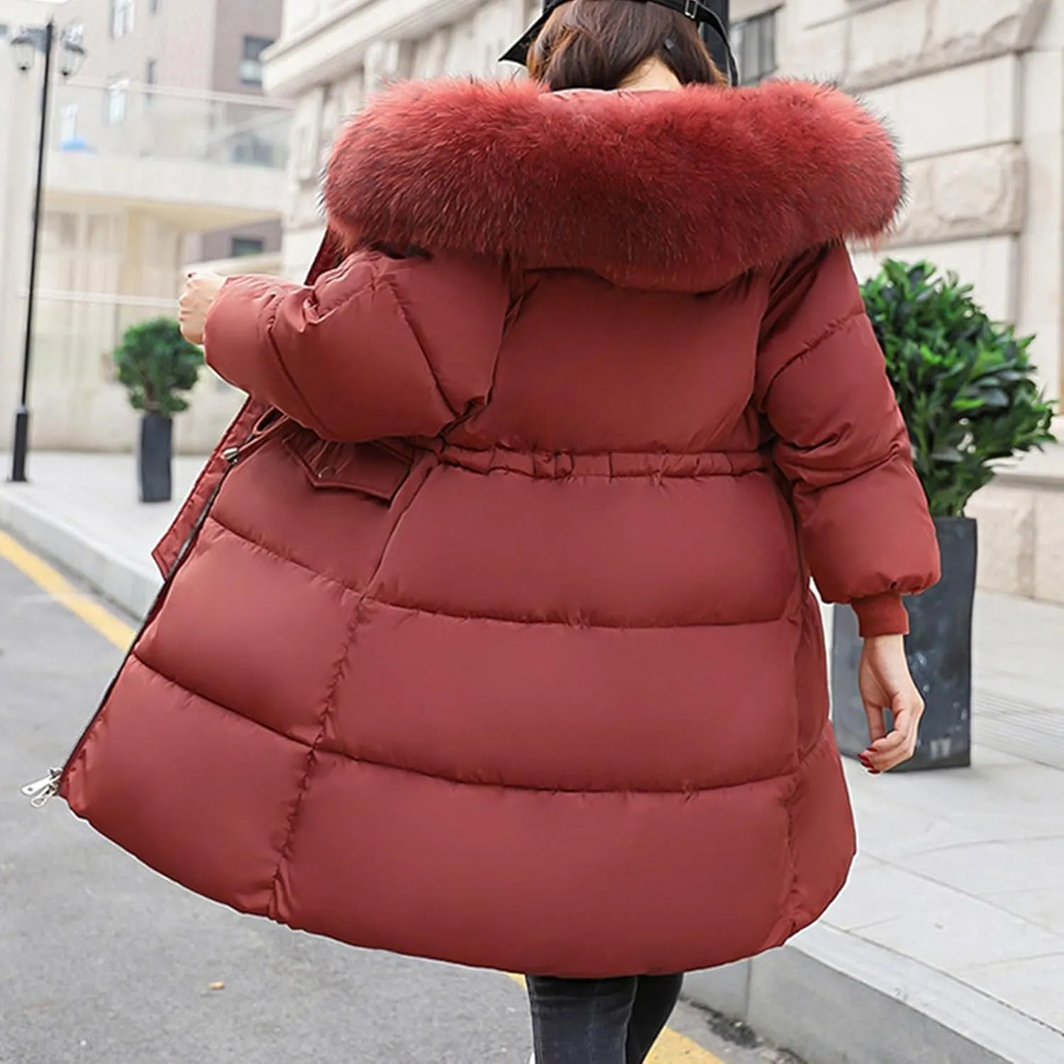 Winter Coats for Women 2024 Warm Parka Jackets Coat Long Quilted Puffer Jacket Waterproof Thick Jacket with Fur Hood