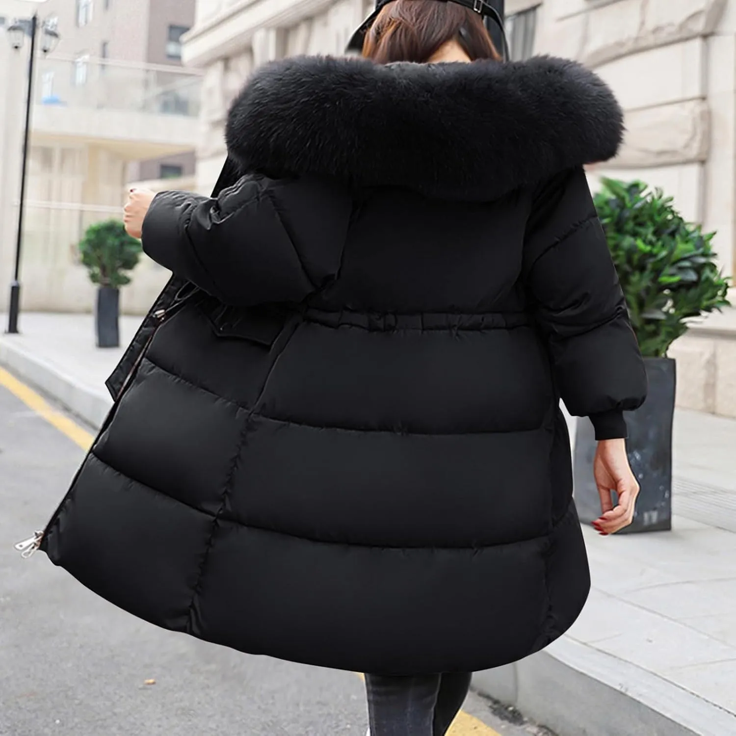 Winter Coats for Women 2024 Warm Parka Jackets Coat Long Quilted Puffer Jacket Waterproof Thick Jacket with Fur Hood