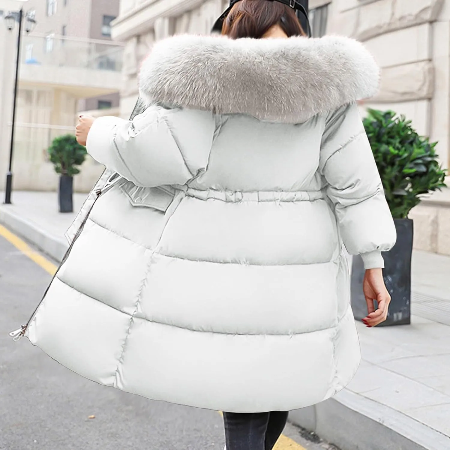 Winter Coats for Women 2024 Warm Parka Jackets Coat Long Quilted Puffer Jacket Waterproof Thick Jacket with Fur Hood