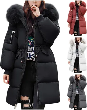 Winter Coats for Women 2024 Warm Parka Jackets Coat Long Quilted Puffer Jacket Waterproof Thick Jacket with Fur Hood
