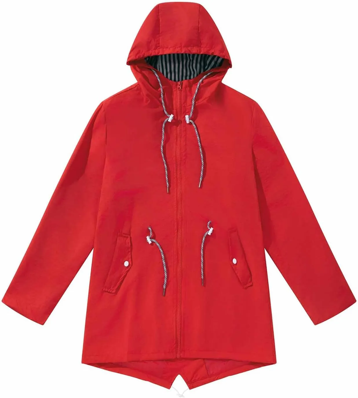 Women Casual Ligtweight Military Jackets Anorak Utility Drawstring Waist Hoodie Zip Up Fall Rain Jackets with Pockets