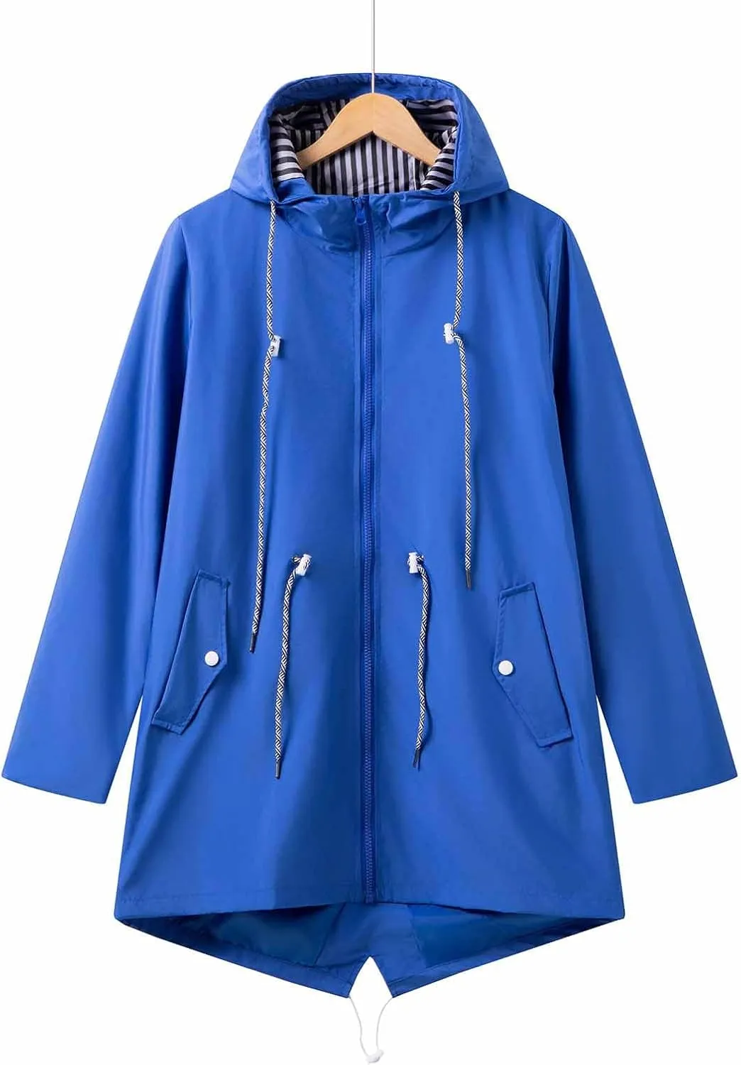 Women Casual Ligtweight Military Jackets Anorak Utility Drawstring Waist Hoodie Zip Up Fall Rain Jackets with Pockets