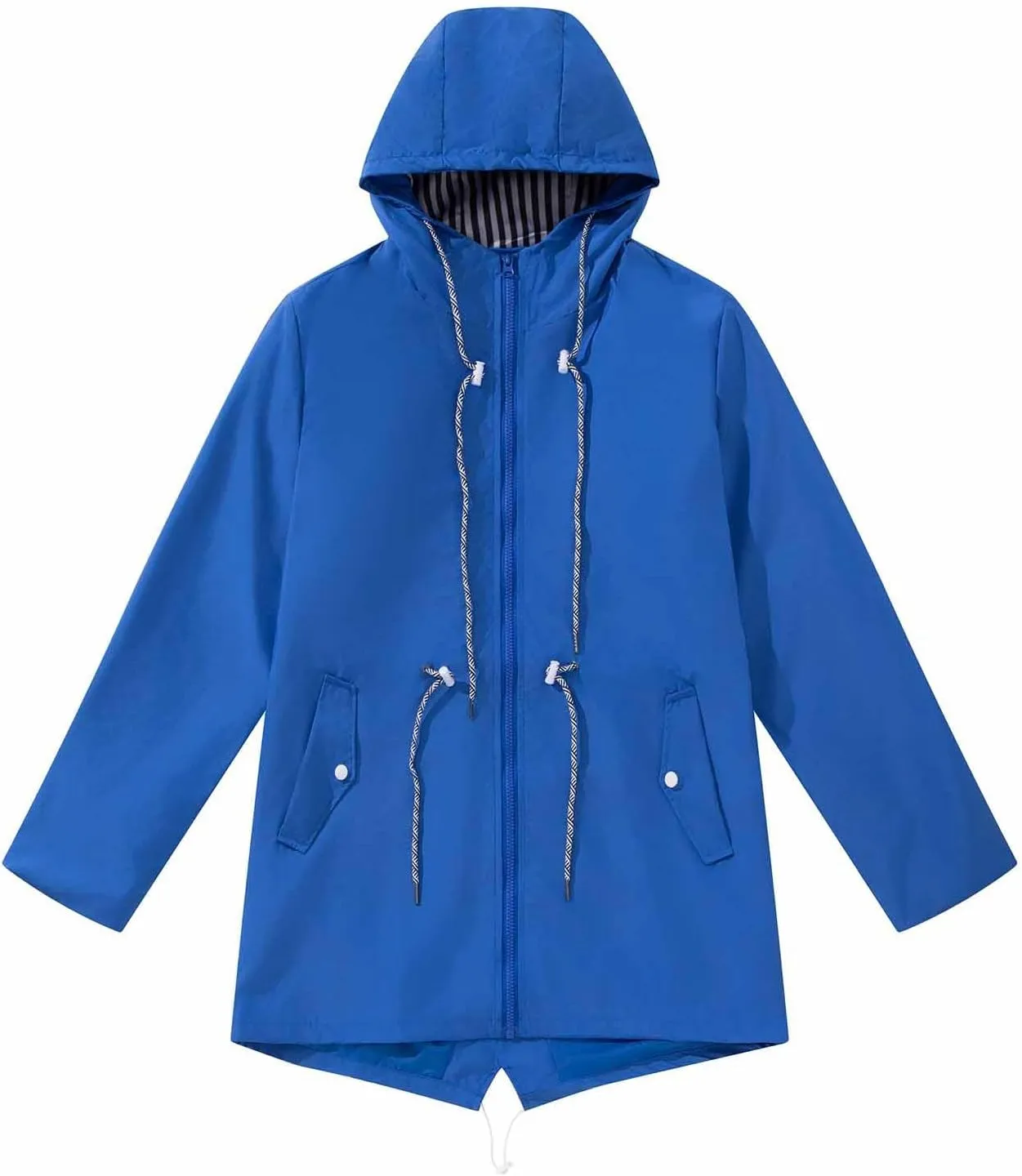 Women Casual Ligtweight Military Jackets Anorak Utility Drawstring Waist Hoodie Zip Up Fall Rain Jackets with Pockets