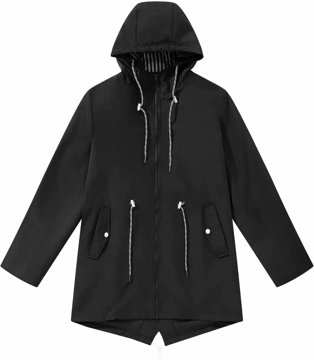 Women Casual Ligtweight Military Jackets Anorak Utility Drawstring Waist Hoodie Zip Up Fall Rain Jackets with Pockets