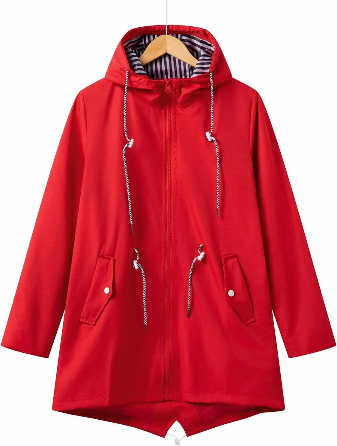 Women Casual Ligtweight Military Jackets Anorak Utility Drawstring Waist Hoodie Zip Up Fall Rain Jackets with Pockets