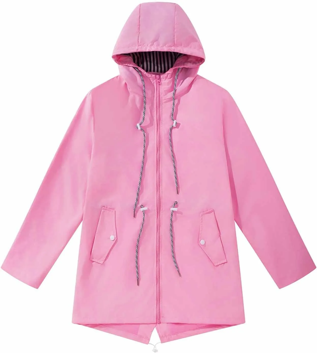 Women Casual Ligtweight Military Jackets Anorak Utility Drawstring Waist Hoodie Zip Up Fall Rain Jackets with Pockets