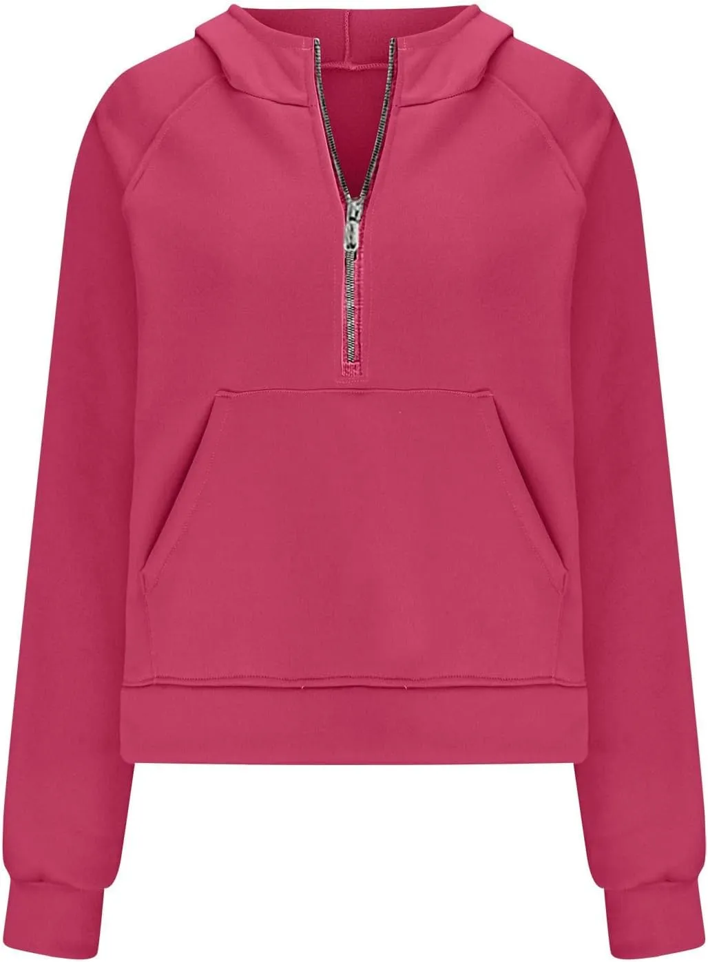 Women Half Zip Hooded Sweatshirt Thumb Hole Hoodie Pullover with Kangaroo Pocket Raglan Sleeve Quarter Zipper Hoodie