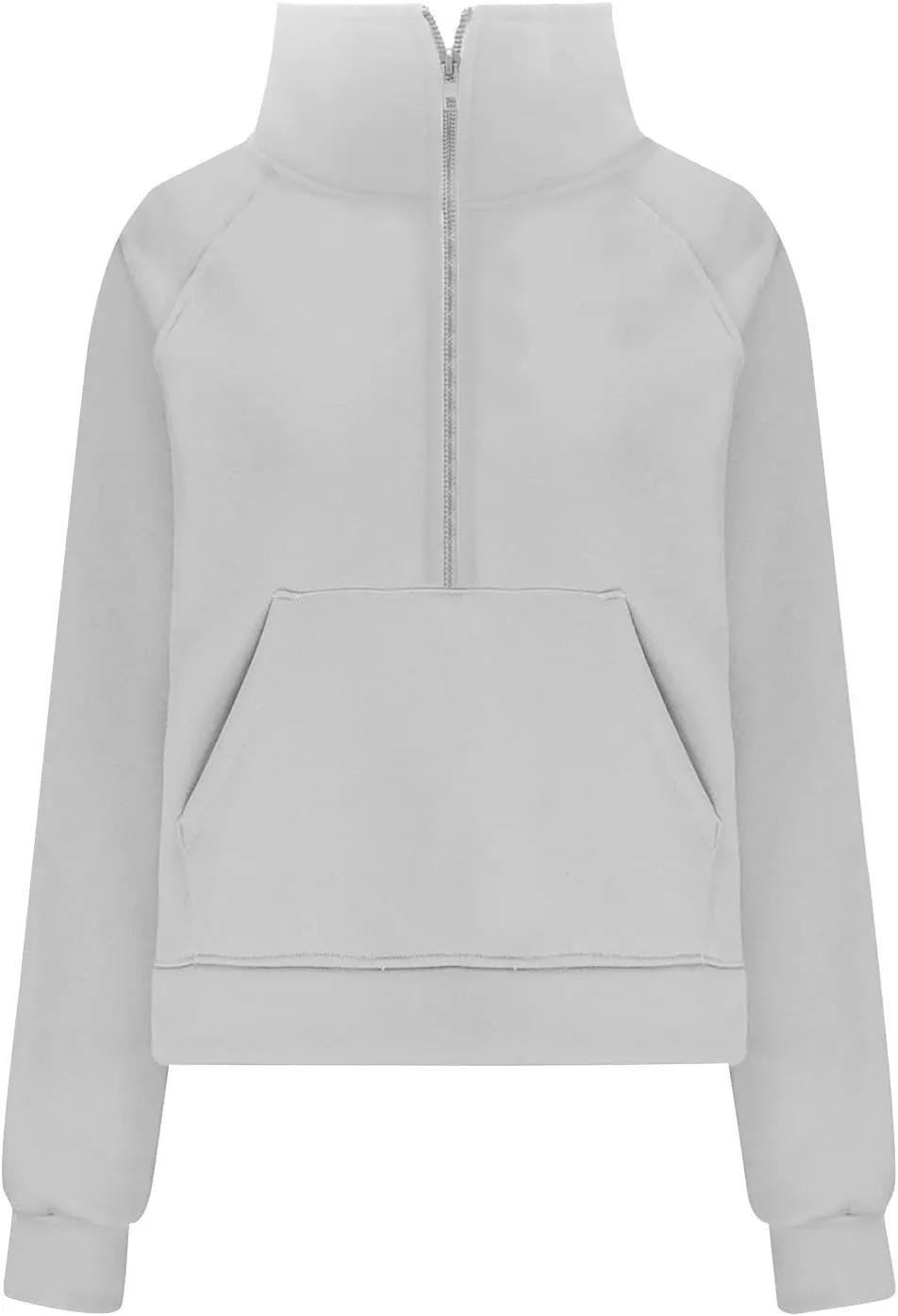 Women Half Zip Hooded Sweatshirt Thumb Hole Hoodie Pullover with Kangaroo Pocket Raglan Sleeve Quarter Zipper Hoodie