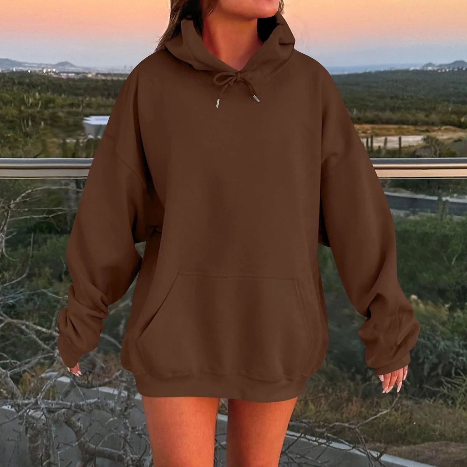 Women Hoodies Dress Long Sleeve Tunic Dress Striped Hooded Sweatshirts Dress Casual Oversized Sweatshirts with Pocket
