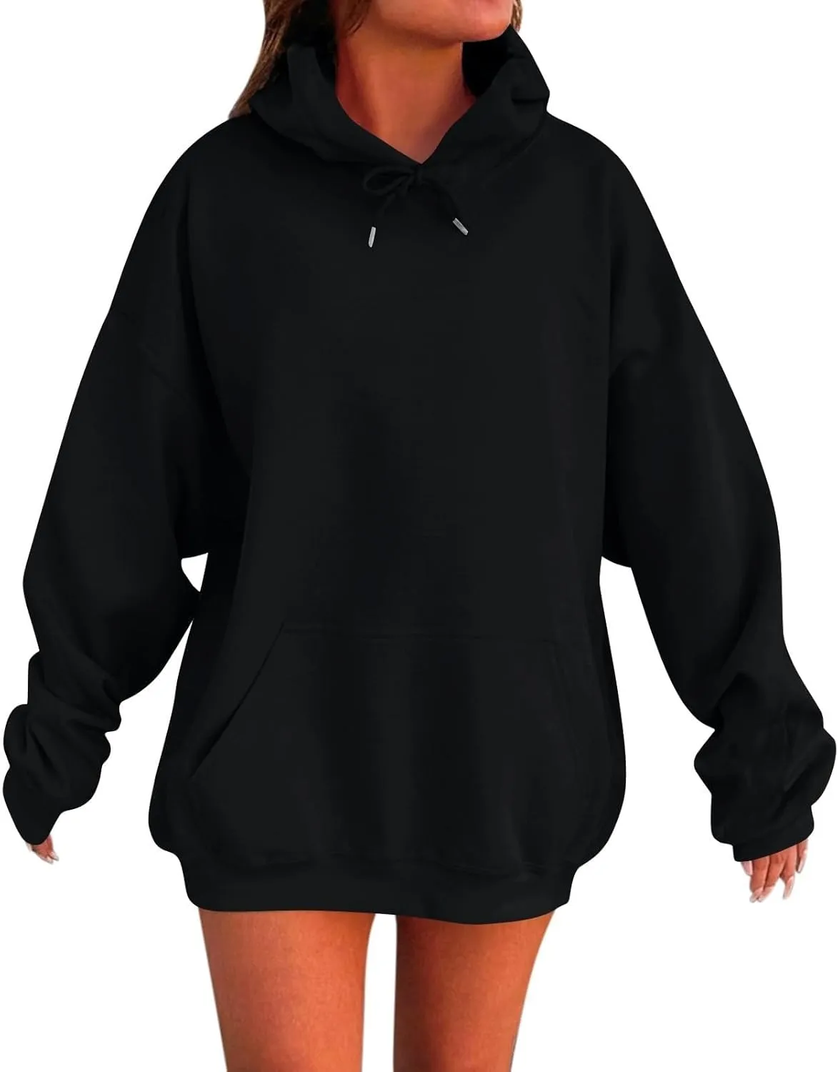 Women Hoodies Dress Long Sleeve Tunic Dress Striped Hooded Sweatshirts Dress Casual Oversized Sweatshirts with Pocket