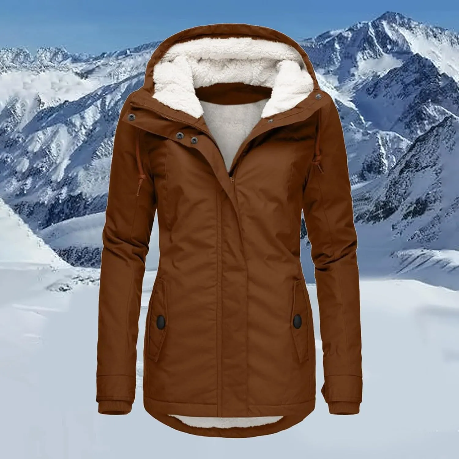 Women Jean Jacket Juniors Business Suit Women's Mid Length Down Coat Hooded Fleece Lined for Warmth & Comfort