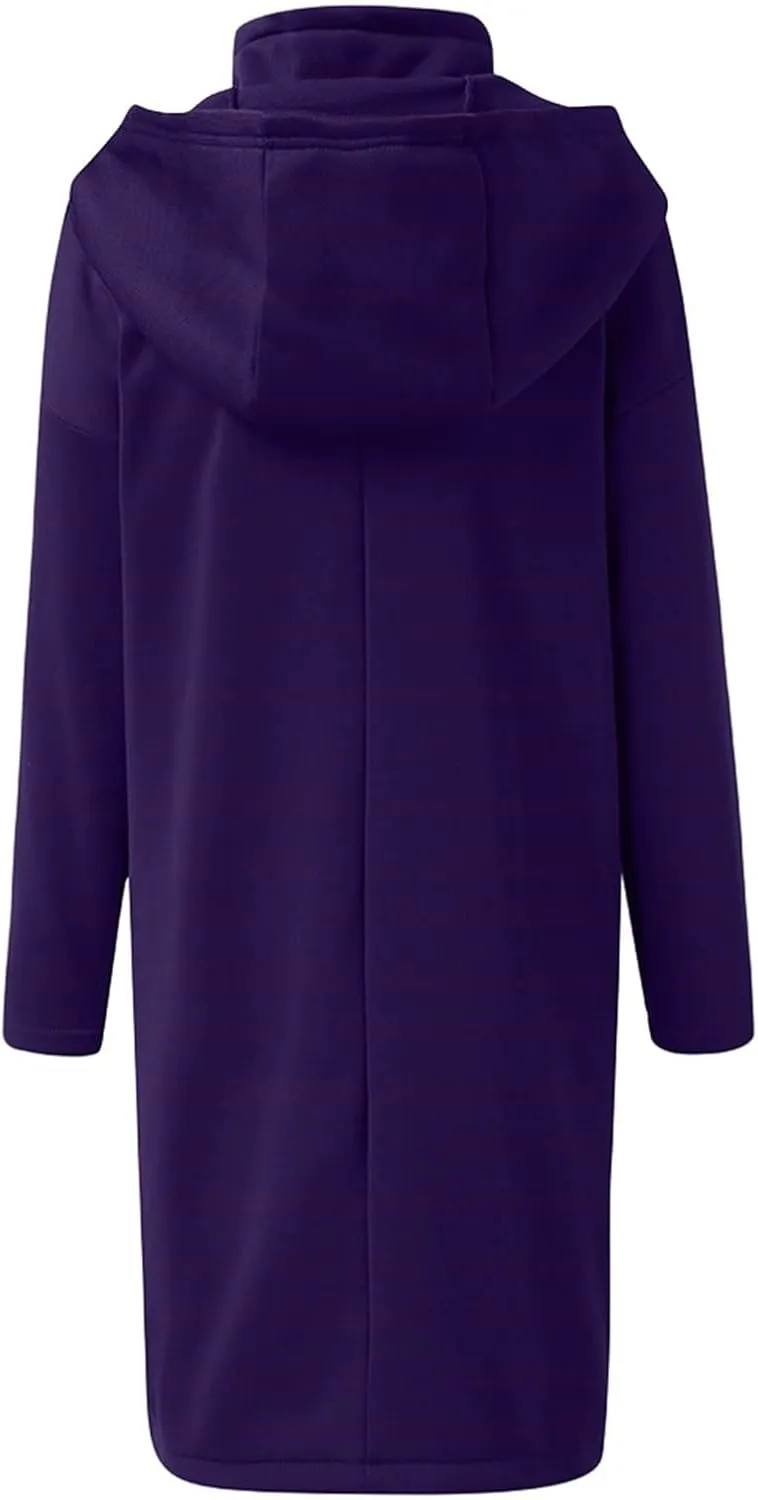 Women Long Hoodies Oversized Zip Up Tunic Coats Outerwear Longline Jackets Long Sleeve Cardigan with Pockets