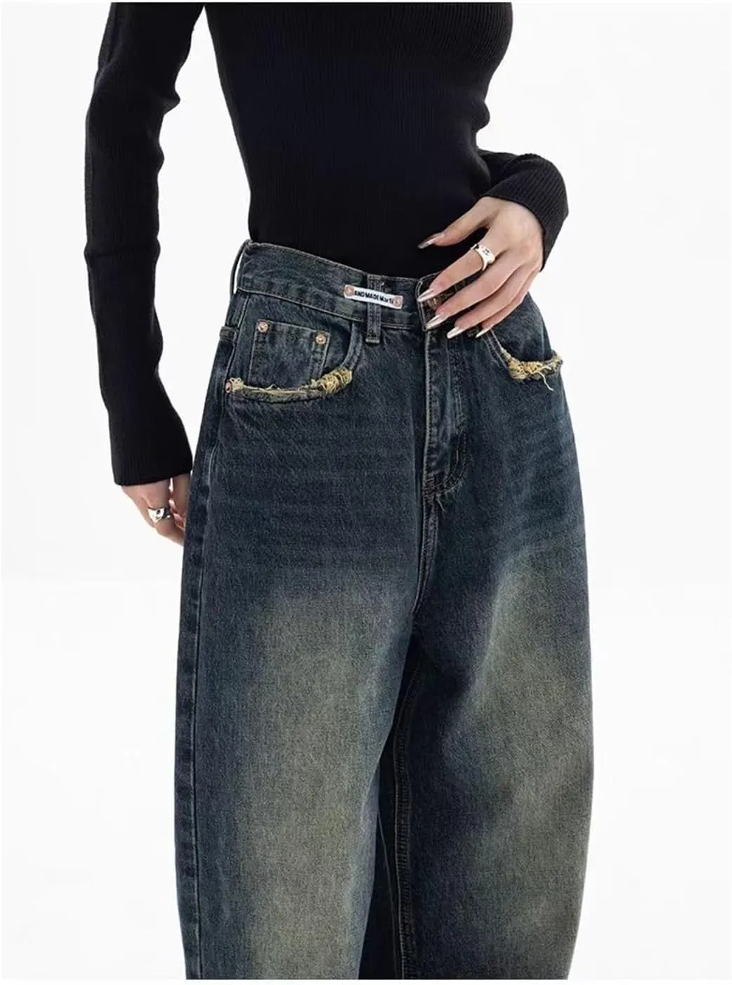 Womens Baggy Jeans, High Waisted Wide Leg Baggy Jean for Women, Stretch Denim Pants, Stretch Boyfriend Jeans