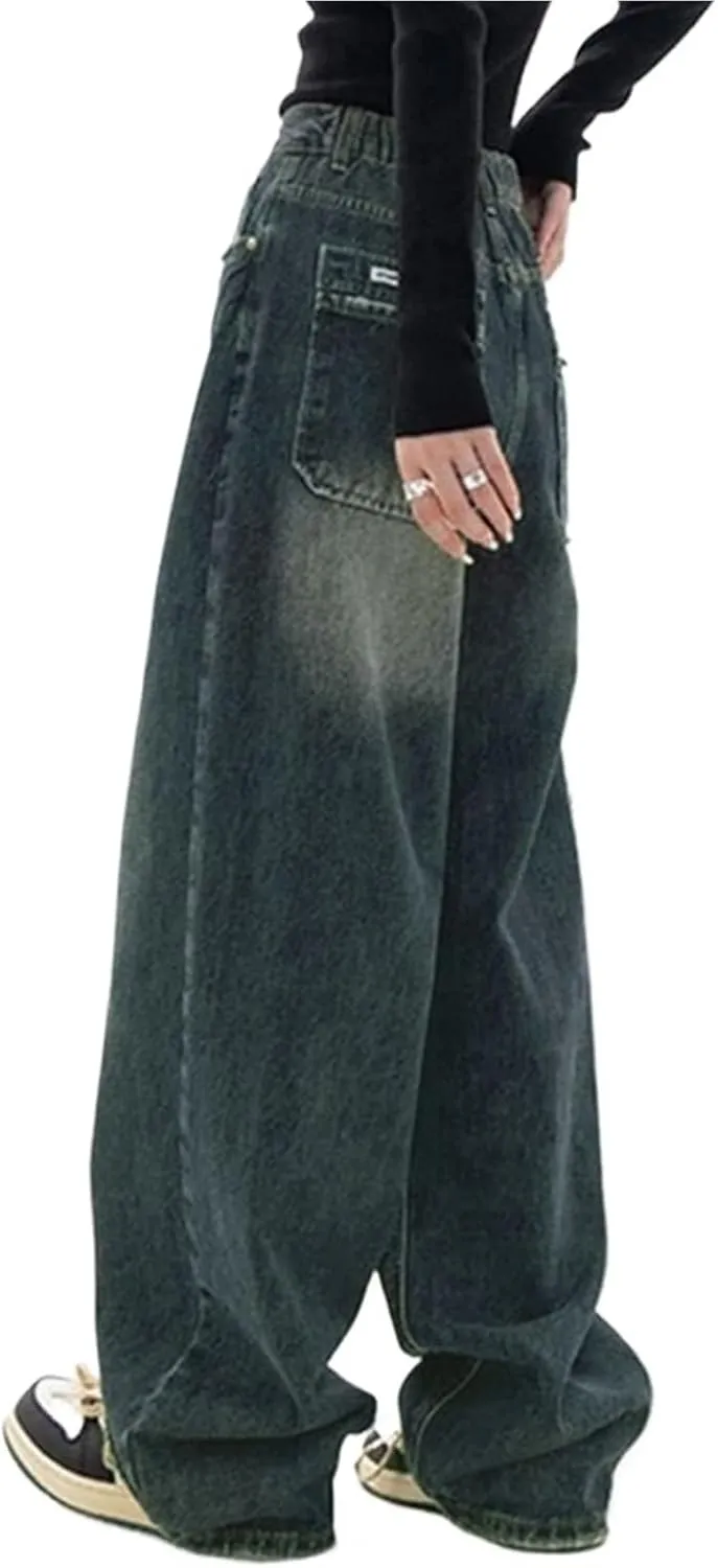 Womens Baggy Jeans, High Waisted Wide Leg Baggy Jean for Women, Stretch Denim Pants, Stretch Boyfriend Jeans