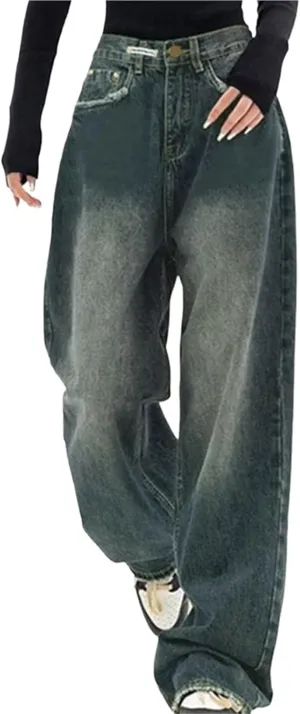 Womens Baggy Jeans, High Waisted Wide Leg Baggy Jean for Women, Stretch Denim Pants, Stretch Boyfriend Jeans