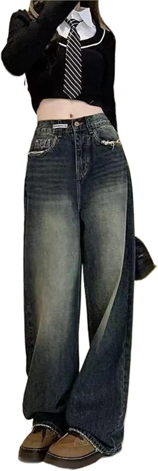 Womens Baggy Jeans, High Waisted Wide Leg Baggy Jean for Women, Stretch Denim Pants, Stretch Boyfriend Jeans