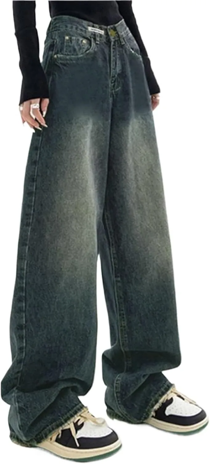 Womens Baggy Jeans, High Waisted Wide Leg Baggy Jean for Women, Stretch Denim Pants, Stretch Boyfriend Jeans