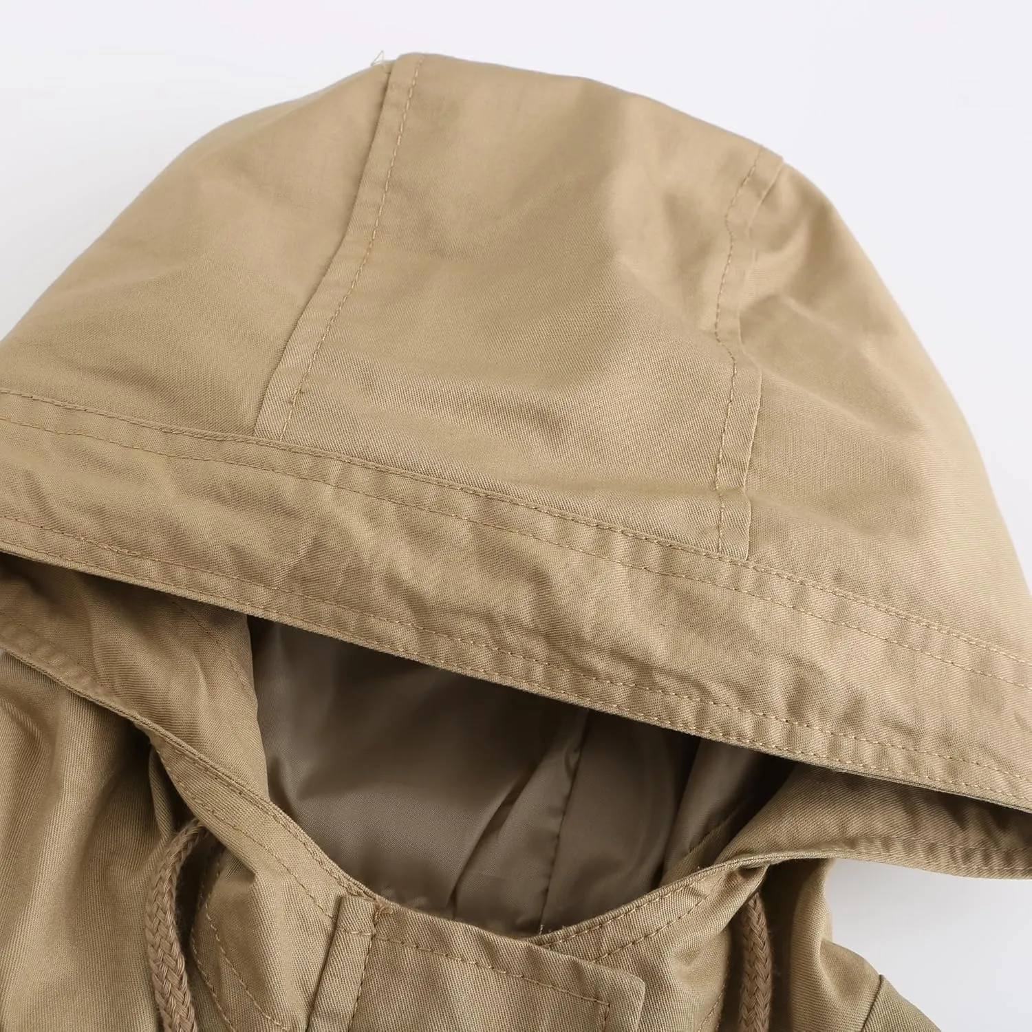 Women's Casual Ligtweight Military Jackets Anorak Utility High Waist Drawstring Zip Up Hood Coat