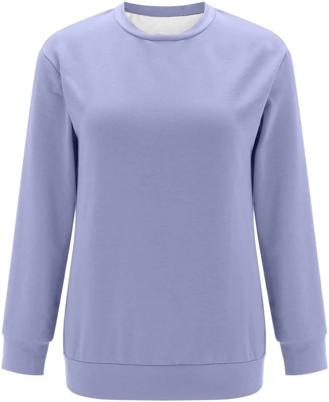 Women's Casual Long Sleeve Shirts Color Block/Solid Blouses Crewneck Sweatshirts Cute Loose Fit Pullovers Tops with Pockets