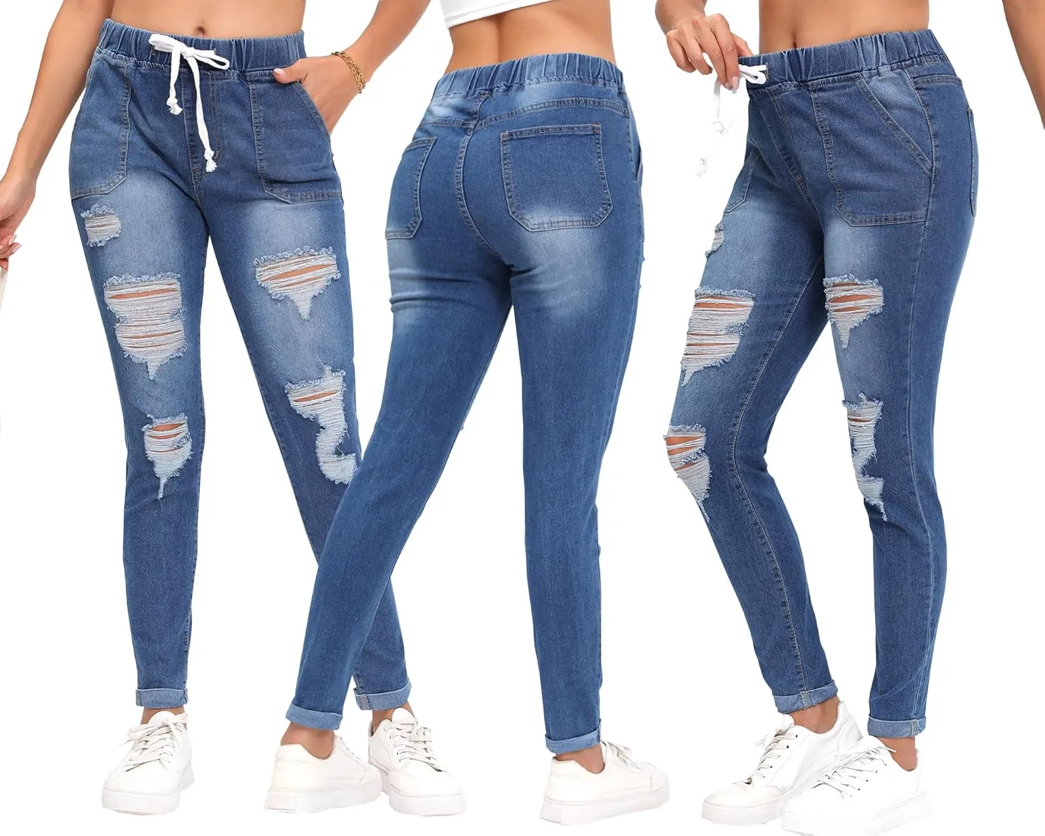 Women’s Curvy High Rise Skinny Jeans Comfy Stretch Classic Jeans Pants