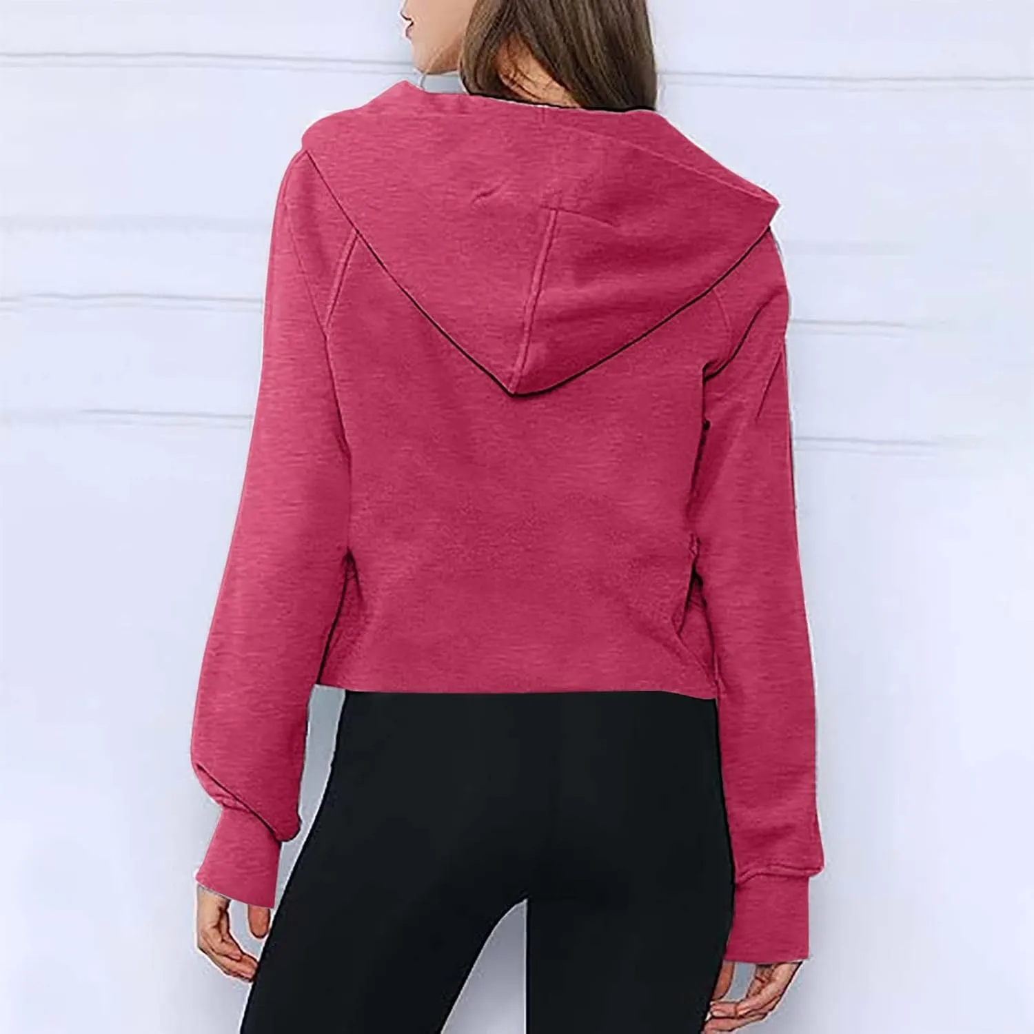 Womens Fall Fashion 2023 Long Sleeve Sweatshirts Cropped Pullover Fleece Quarter Zipper Hoodies Fall Outfits Clothes