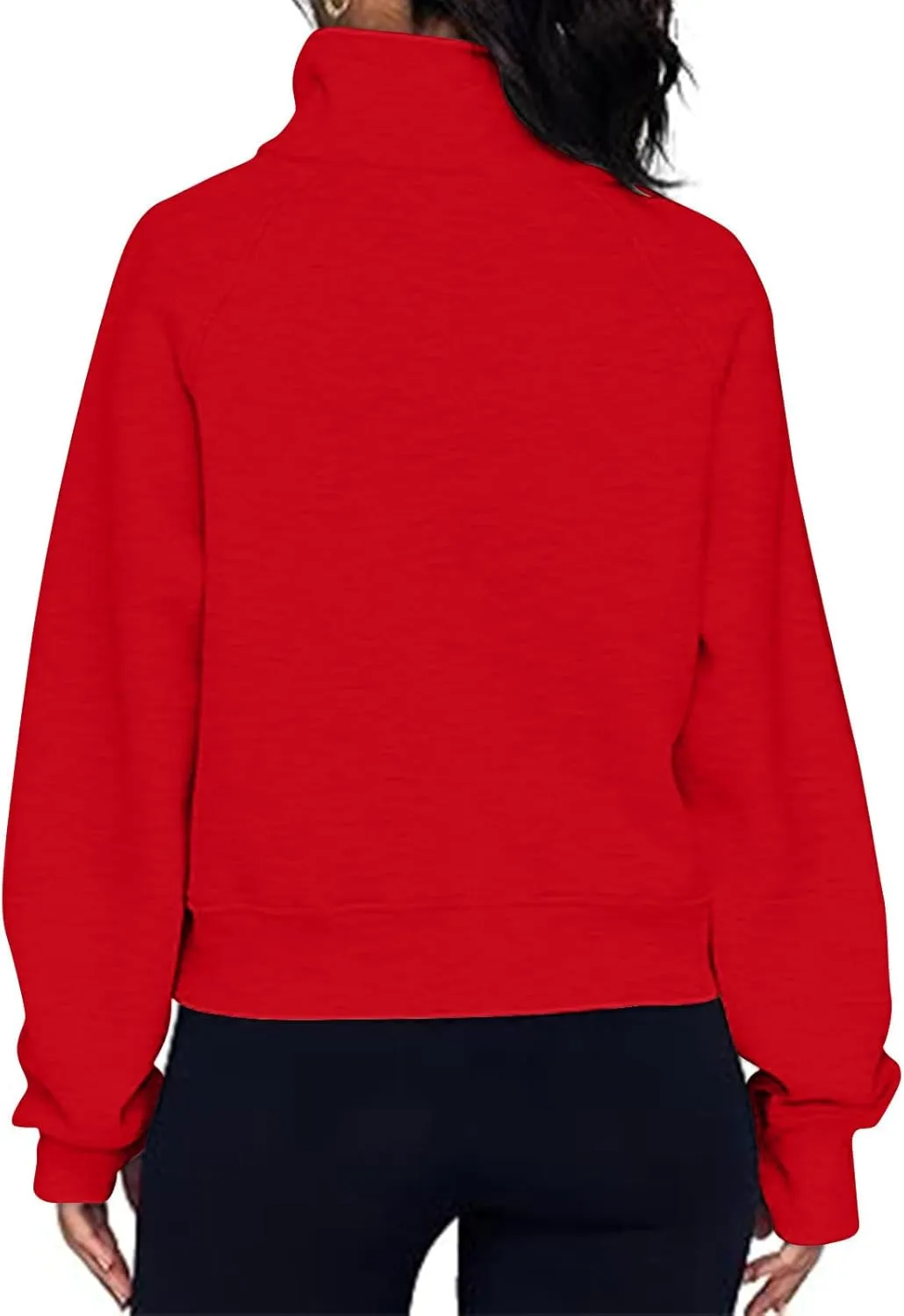 Womens Fall Fashion 2023 Long Sleeve Sweatshirts Cropped Pullover Fleece Quarter Zipper Hoodies Fall Outfits Clothes