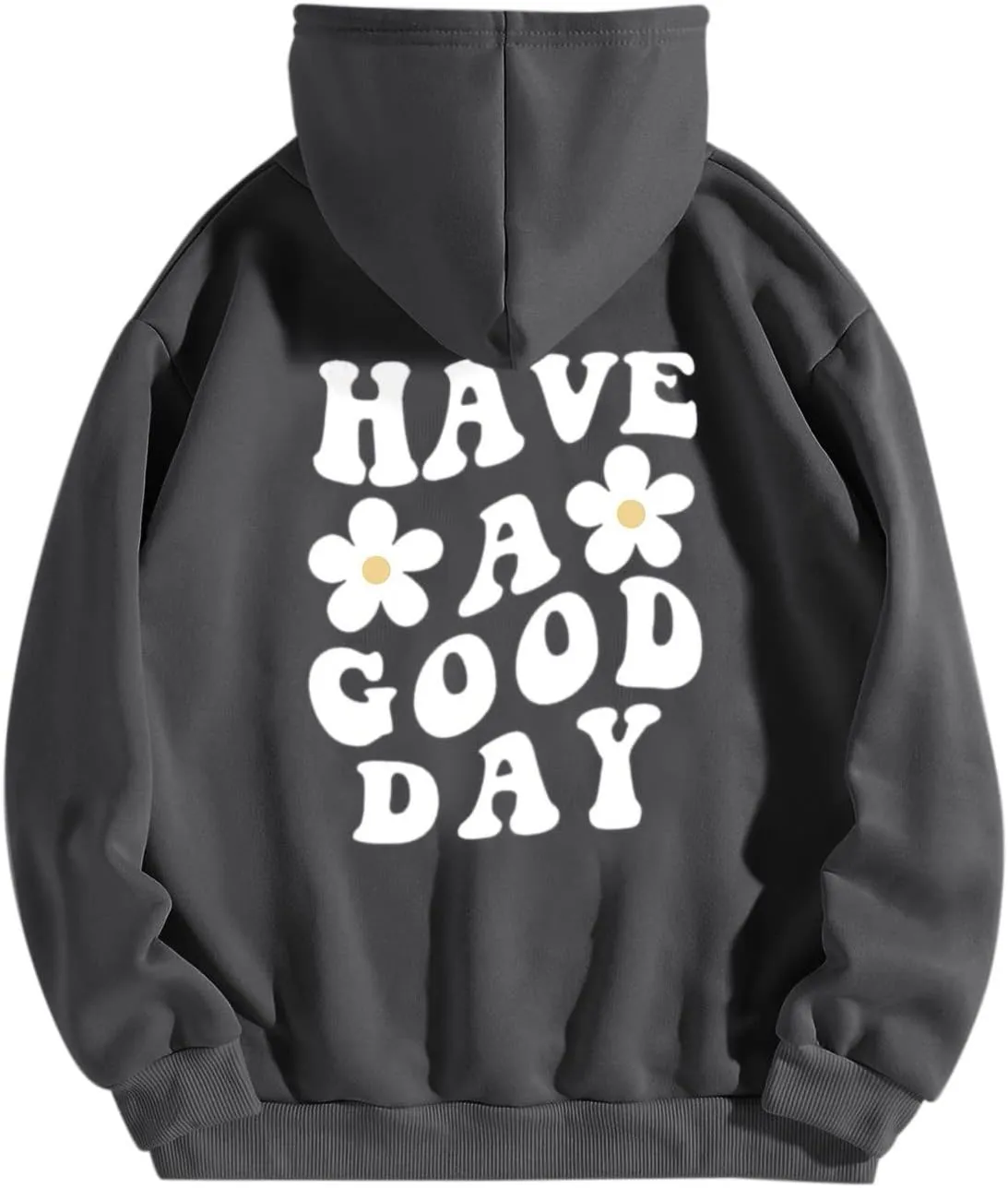Women's Fashion Hoodies & Sweatshirts Have A Good Day Letter Print Pullover Tops with Pocket Drop Shoulder Causal Hoodies