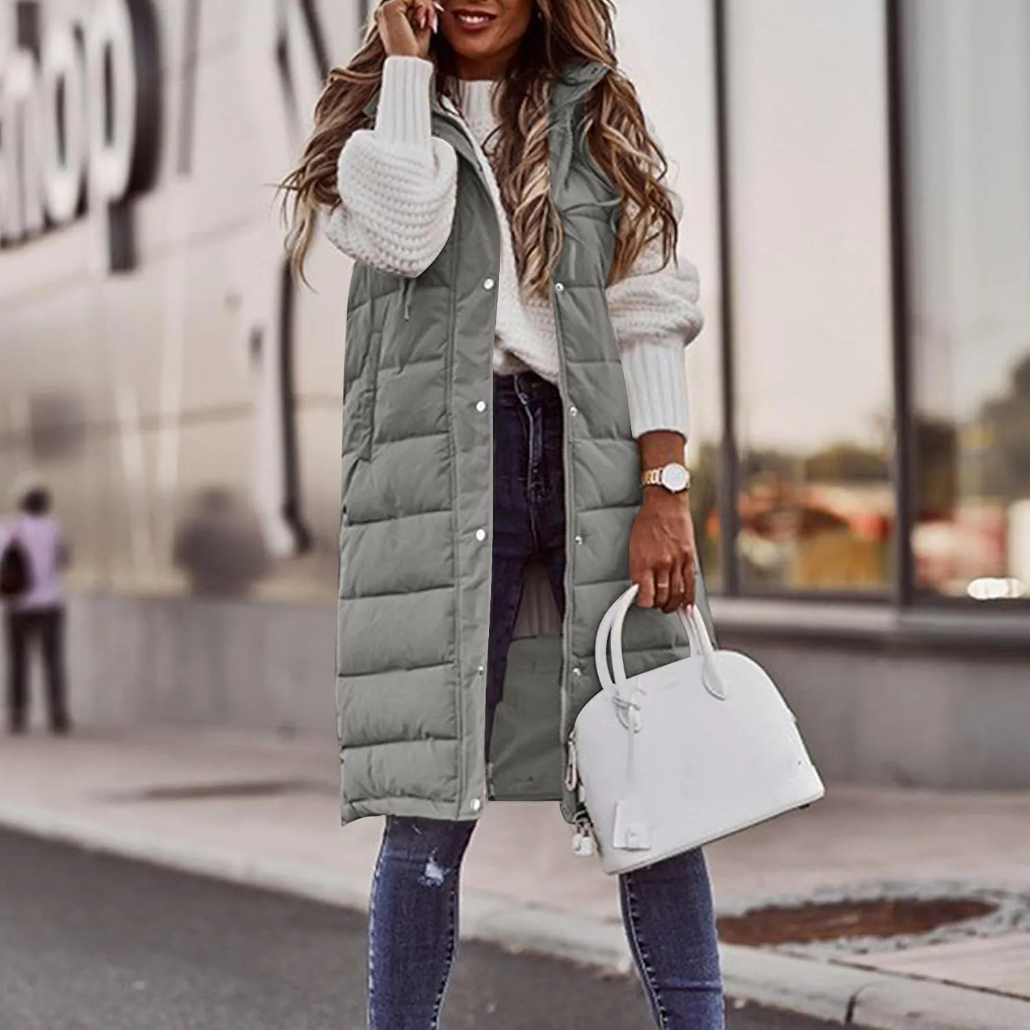 Women's Fashion Leisure Vest Sleek Solid Hooded Sleeveless Gilet for Timeless Denim for Women