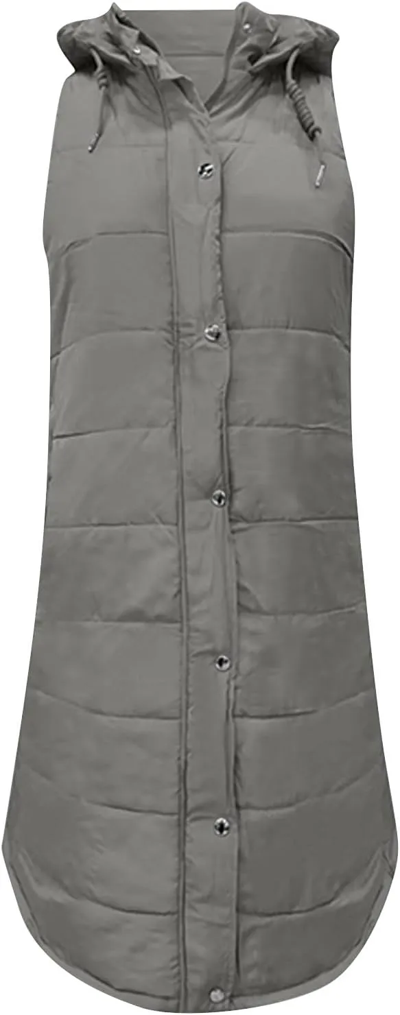 Women's Fashion Leisure Vest Sleek Solid Hooded Sleeveless Gilet for Timeless Denim for Women