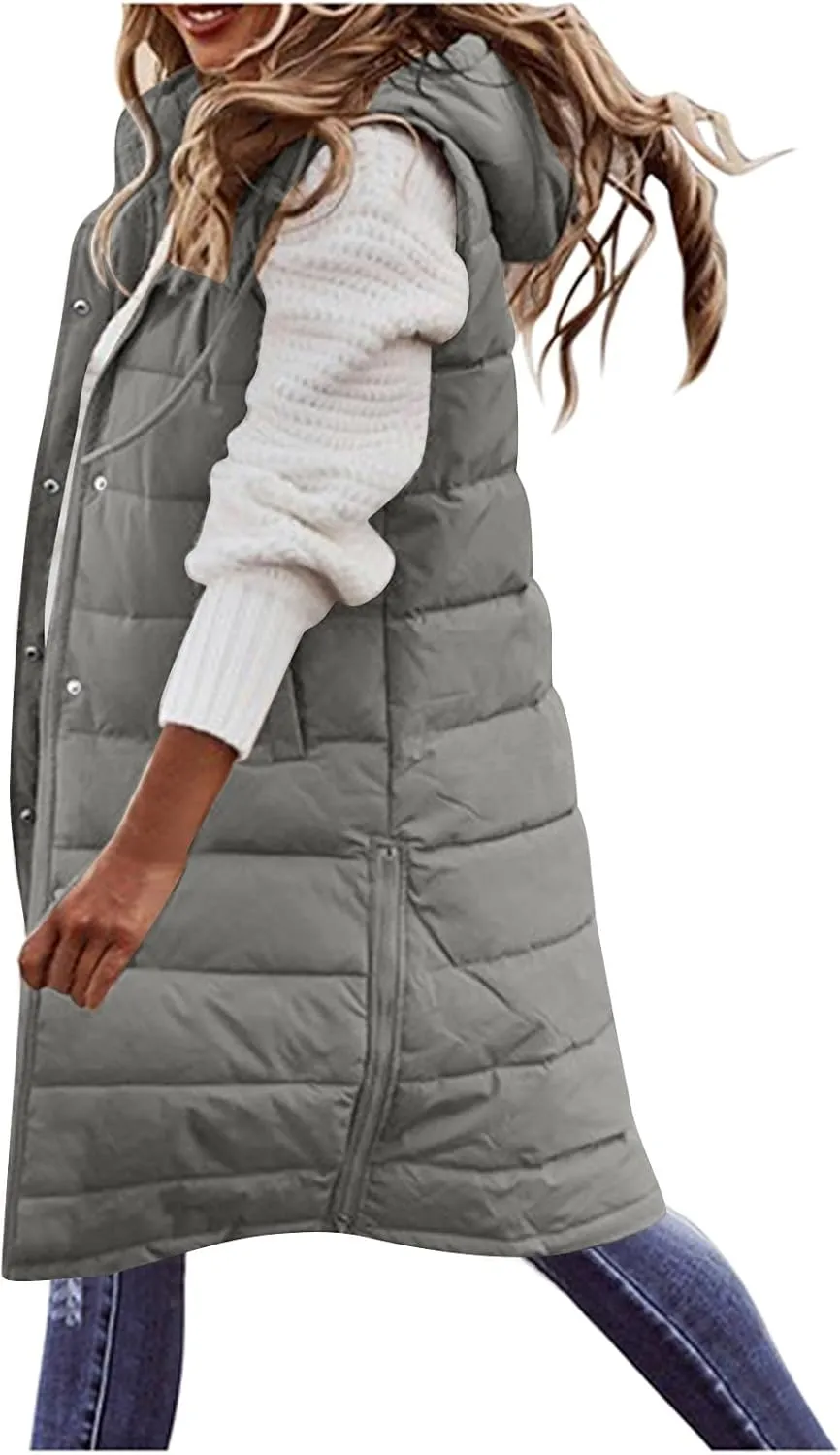 Women's Fashion Leisure Vest Sleek Solid Hooded Sleeveless Gilet for Timeless Denim for Women