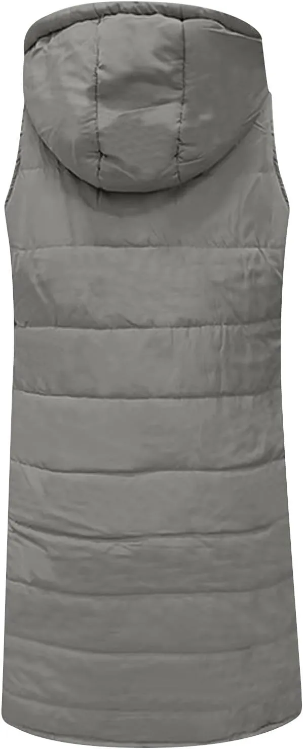 Women's Fashion Leisure Vest Sleek Solid Hooded Sleeveless Gilet for Timeless Denim for Women