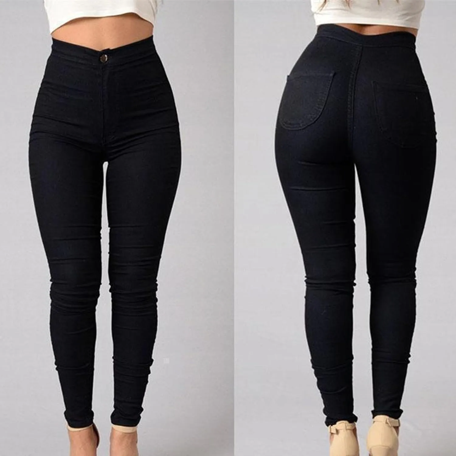 Women's High Waist Skinny Jeans Butt Lift Sexy Fit Stretch Denim Pants Pull-on Stretch Slimming Pencil Jeans