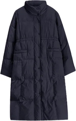 Womens Lightweight Quilted Jackets Long Puffer Down Jacket Thickened Warm Quilted Winter Coat Outerwear with Pockets