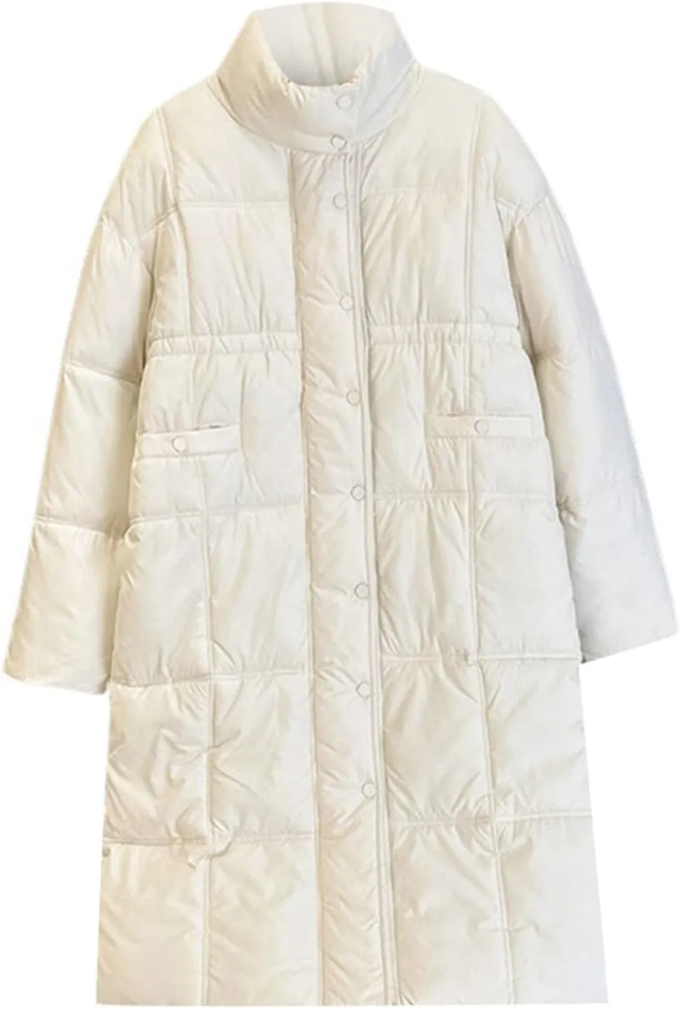 Womens Lightweight Quilted Jackets Long Puffer Down Jacket Thickened Warm Quilted Winter Coat Outerwear with Pockets