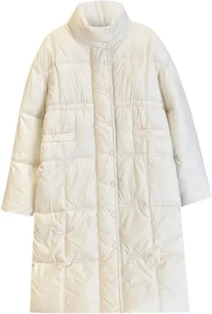 Womens Lightweight Quilted Jackets Long Puffer Down Jacket Thickened Warm Quilted Winter Coat Outerwear with Pockets