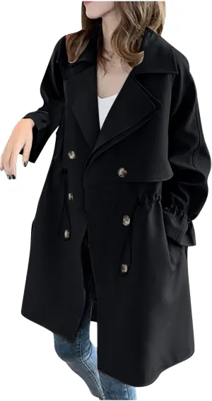 Women's Ligtweight Jackets Anorak Utility Drawstring Waist Hoodie Zip Up Casual Trench Coat Windbreaker with Pockets