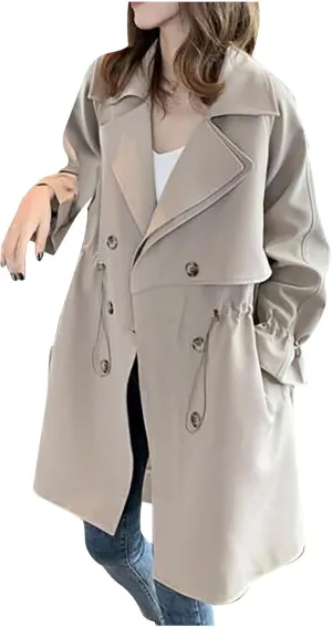 Women's Ligtweight Jackets Anorak Utility Drawstring Waist Hoodie Zip Up Casual Trench Coat Windbreaker with Pockets