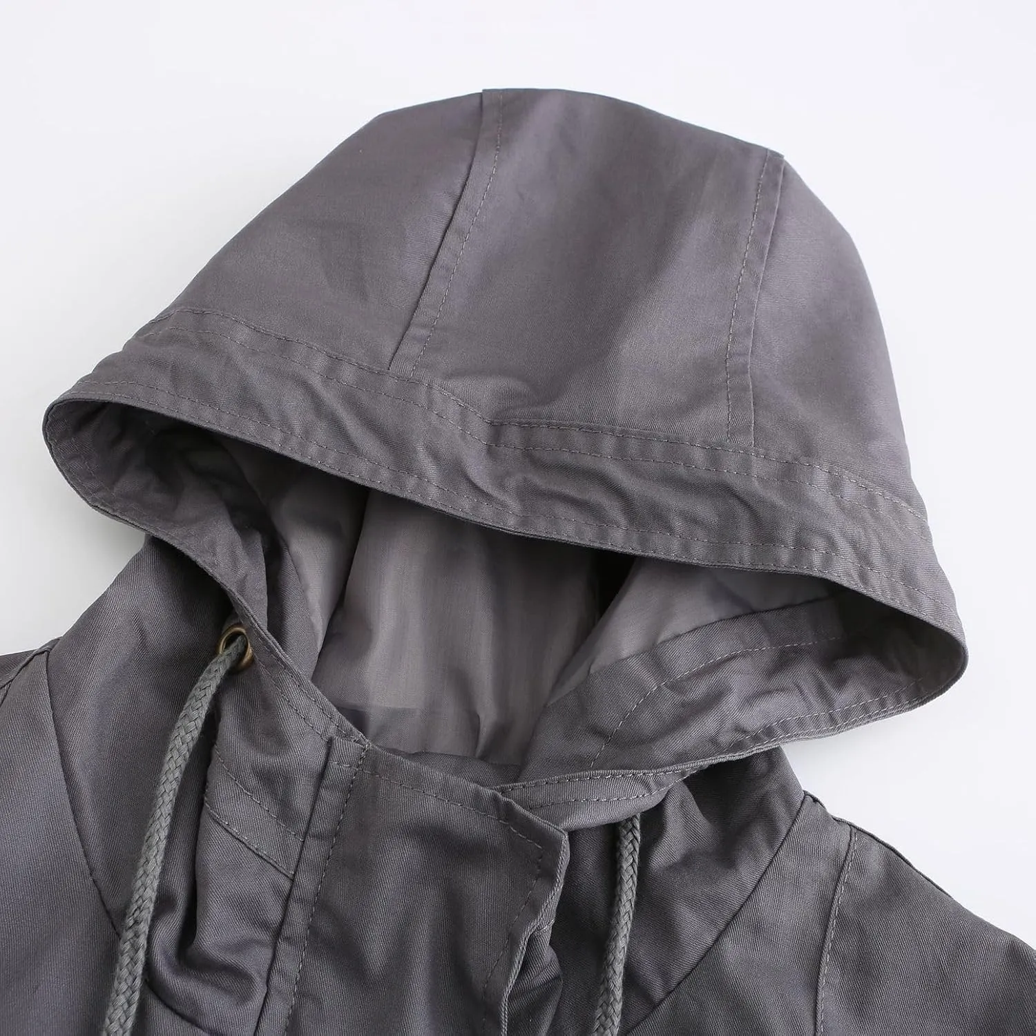 Women's Ligtweight Jackets Utility Slim Fit Zip Up Casual Fall Top Hooded Military Anorak Jackets with Pockets