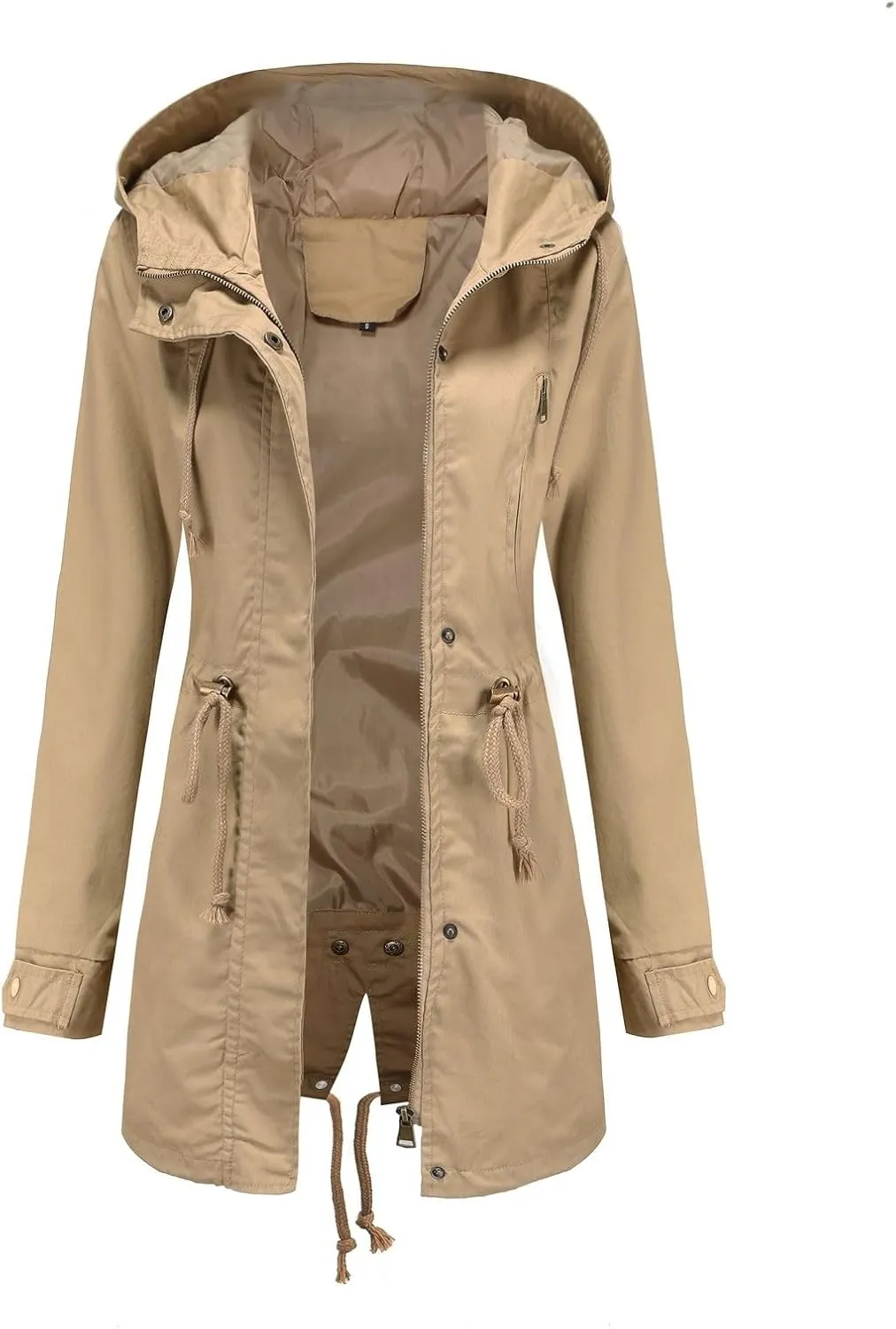 Women's Ligtweight Jackets Utility Slim Fit Zip Up Casual Fall Top Hooded Military Anorak Jackets with Pockets