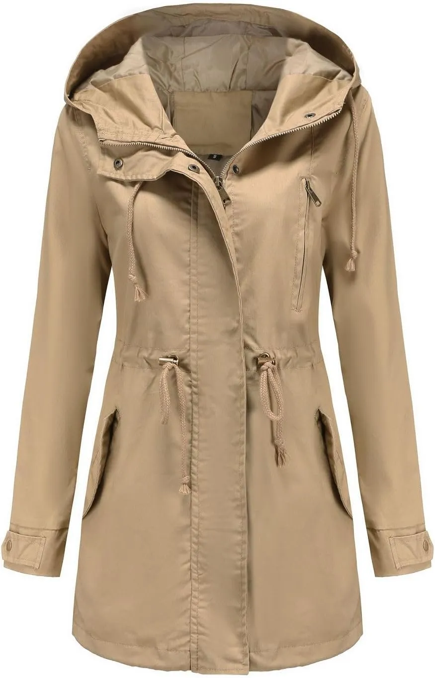 Women's Ligtweight Jackets Utility Slim Fit Zip Up Casual Fall Top Hooded Military Anorak Jackets with Pockets