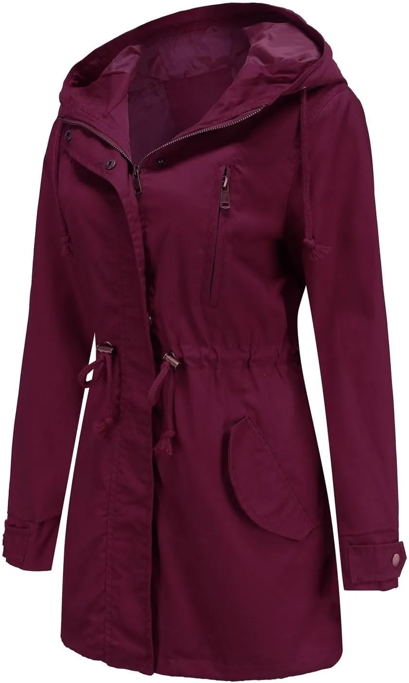 Women's Ligtweight Jackets Utility Slim Fit Zip Up Casual Fall Top Hooded Military Anorak Jackets with Pockets