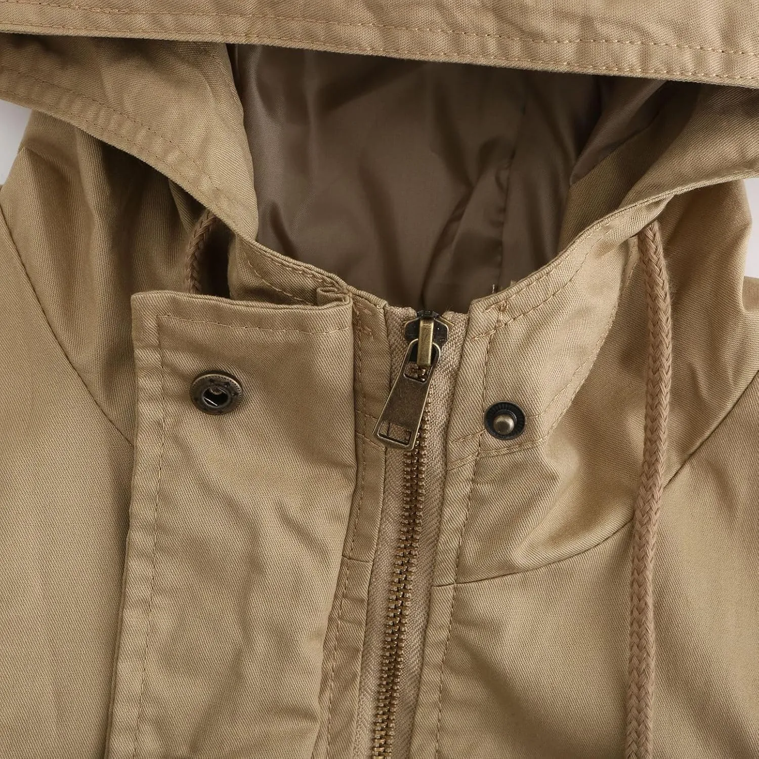 Women's Ligtweight Jackets Utility Slim Fit Zip Up Casual Fall Top Hooded Military Anorak Jackets with Pockets