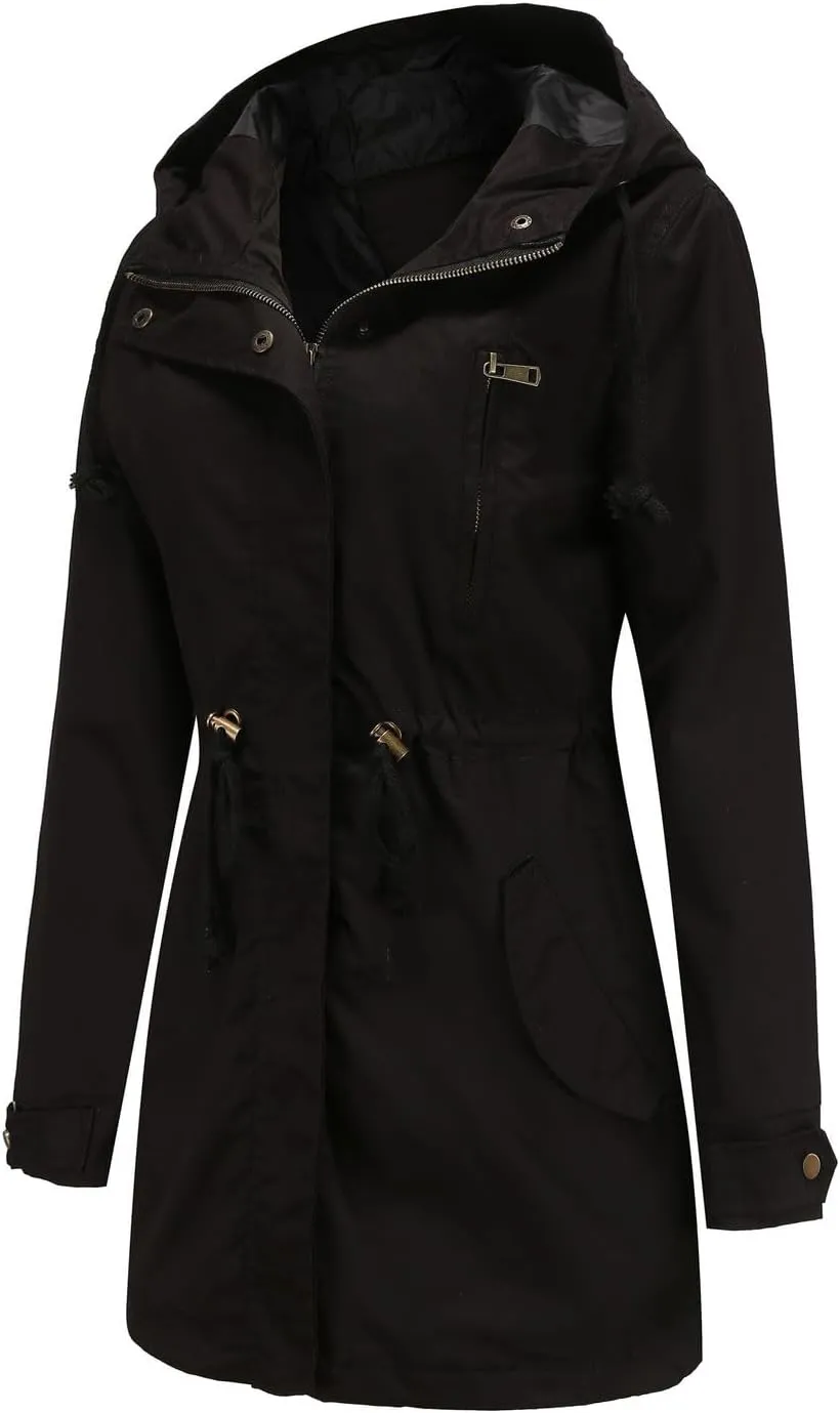 Women's Ligtweight Jackets Utility Slim Fit Zip Up Casual Fall Top Hooded Military Anorak Jackets with Pockets