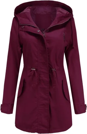 Women's Ligtweight Jackets Utility Slim Fit Zip Up Casual Fall Top Hooded Military Anorak Jackets with Pockets